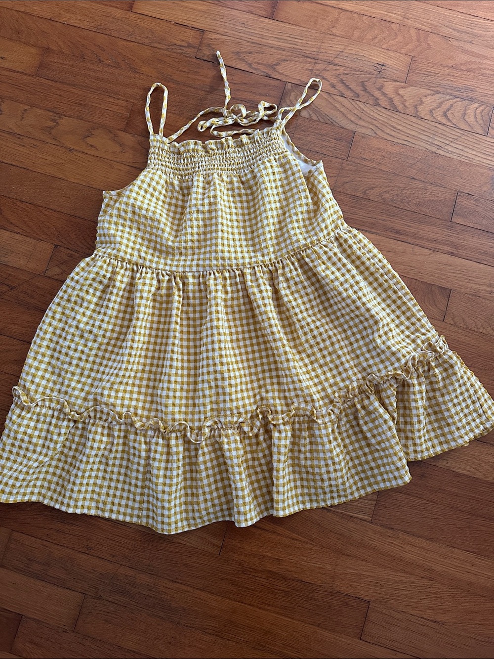Urban Outfitters Yellow Gingham Smocked Mini Dress / Tunic M